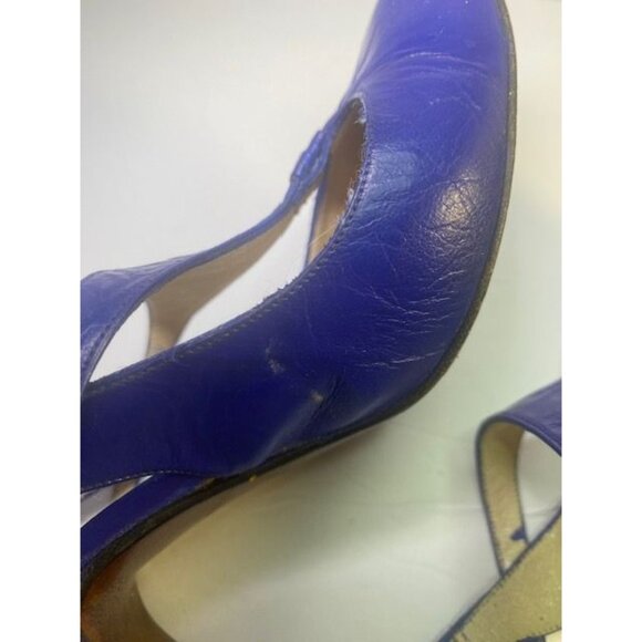 Vintage Royal Blue Strappy Heels Rosina Ferragamo Schiavone - Size 4  Fun & Fab - Picture 9 of 15